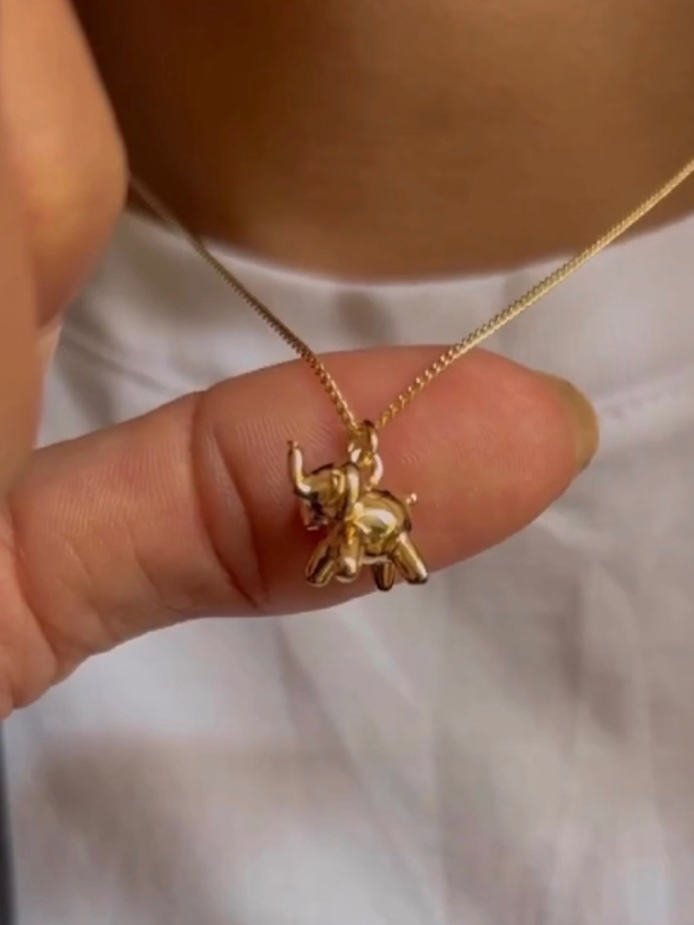 balloon elephant gold plated necklace